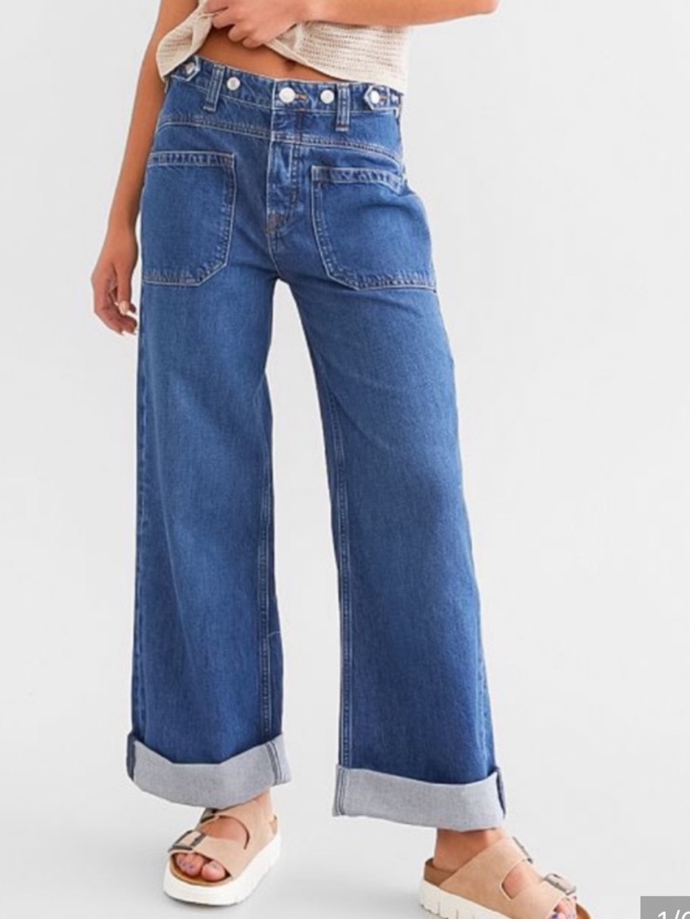 Free People We The Free Palmer Cuffed Wide Leg Jeans Size 29